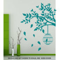 FREE SHIP/LOW COURIER - BRANCH WITH BIRDCAGE WALL STICKER - MED 60+ COLOURS