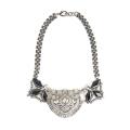 Boho glam choker statement necklace Black/Silver New