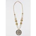 Cut out detail metallic Pendant necklace Ivory/Gold new