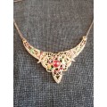 Jewelled necklace with matching teardrop earrings