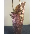 Copper coal scuttle bucket embossed Vintage