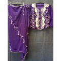 Purple cropped blouse and skirt set