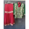 Embroidered studded blouse and skirt set