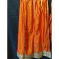 Royal orange embelished maxi skirt and blouse