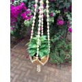 Hanging sea shell bead basket for pot planter handmade