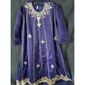 Eastern evening dress Navy blue and gold embroidered