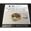 Stainless Steel Spice canister Round container 7 bowls and glass lid