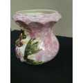 Vintage porcelain pot planter pink floral glazed