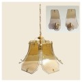 Vintage chandelier chain pendant glass light fitting with 2 matching wall lights