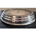 Chrome wall clock Round Tiered 40cm with Roman Numerals