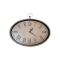 Chrome wall clock Oval with Roman Numerals