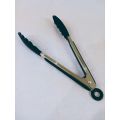 Silicone tongs with soft grip steel handle