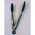 Silicone tongs with soft grip steel handle