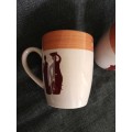 Set of 2 ceramic coffee tea mugs NEW
