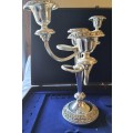 A VINTAGE IMMACULATE CONDITION SILVER PLATED CANDLE STAND SOLD AS IS