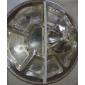 A RARE PERFACT CONDITION 19 INCHES VINTAGE LAZY SUSAN WITH VINTAGE CUT GLASS DIVISIONS