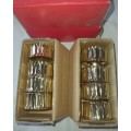 2 SETS OF VINTAGE ORIGINAL GOLD PLATED  TIVOLI NAPKIN RING SETS IN ITS ORIGINAL BOX