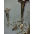 AN ANTIQUE ART DECOR  EPERGNE 4 CANDLE HOLDER SILVER PLATED SOOD AS IS