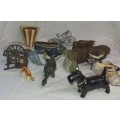 A VINTAGE COLLECTION OF MINITURE MIXED FIGURINES SOLD AS IS