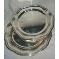 SET OF TWO SILVER PLATED DINNER PLATES STAMPED SPB MADE IN SWEDEN