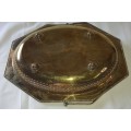A VINTAGE SERVING TRAY SILVER PLATED SOLD AS IS