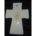 A COLLECTORS CERAMIC CROSS AND A MEMOROBILIA SET FROM AUSTRALIA SOLD AS IS
