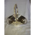 A VINTAGE SILVER PLATED SERVING TRAY BASKET SOLD AS IS