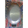 AN OVAL ALUMINIUM PUTAL SERVING BOWL IN MINT CONDITION HEAVY DUTY