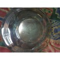 A VINTAGE ROUND SERANGO E.P.C.U PLATED SERVING TRAY SOLD AS IS