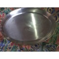 AN EXTRA LARGE STAINLESS STEEL OVAL SERVING TRAY