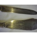 AN ANTIQUE EPNS BONE HANDLED CARVING SET SOLD AS IS