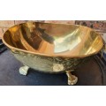 A VINTAGE BRASS TURTLE SERVING BOWL SOLD AS IS
