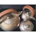 AN ART DECOR VINTAGE TEA SET WITH WOODEN HANDLES