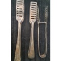 3 ANTIQUE STAINLESS STEEL CATERING TONGS