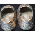 A VINTAGE SET MADE IN INDIA BRASS SHOE ASH TRAYS