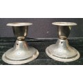 2 VINTAGE SILVER PLATED CANDLE HOLDERS SOLD AS IS