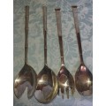 TWO SET SALAD LADELS AND FORKS SOLD AS IS