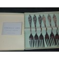 A COLLECTION SET DESERT FORKS CHROMATA RUSTLESS FORKS MADE IN HOLLAND SOLD AS IS