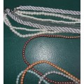A COLLECTION OF IMMITATION PEARL STRANDS AND NECKLACE SOLD AS IS