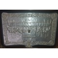 A GREEK LAST SUPPER SILVER PLAGUE SHIELD SOLD AS IS