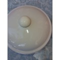 A VINTAGE PORCELAN CERAMIC CASSEROLE DISH WITH A GRAPE DESIGN AND A PIE BAKING OVEN PROOF DISH