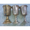 A COLLECTION OF JEWISH WINE SILVER PLATED INGOTS SOLD AS IS