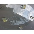 AN OVAL GLASS PLATTER WITH A JEWISH THEME SOLD AS IS