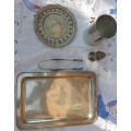 A MIXED VINTAGE JOBLOT SILVER PLATED AND PUTAL BAR UTENSILS SOLD AS IS