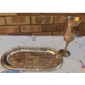 A JOBOT SILVER PLATED TRAY AND A WINE FLUTE SOLD AS IS