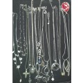 A bulk collection of silverplated and silver tone M&G designed necklaces and pendants