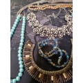 An exceptional collection vintage evening or gala costume necklaces sold as is