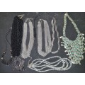 A VINTAGE JOBLOT FOR THE DISCERNING LADIES SILVER PLATED AND SILVER TONE MULTI STRAND NECKLACES