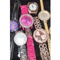 A COLLECTION OF WOMANS COSTUME DRESS WATCHES SOLD AS IS NOT TESTED