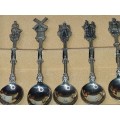 A COLLECTORS SET NICKEL SILVER TEASPOON SET MADE IN HOLLAND IN ITS ORIGINAL BOX SOLD AS IS